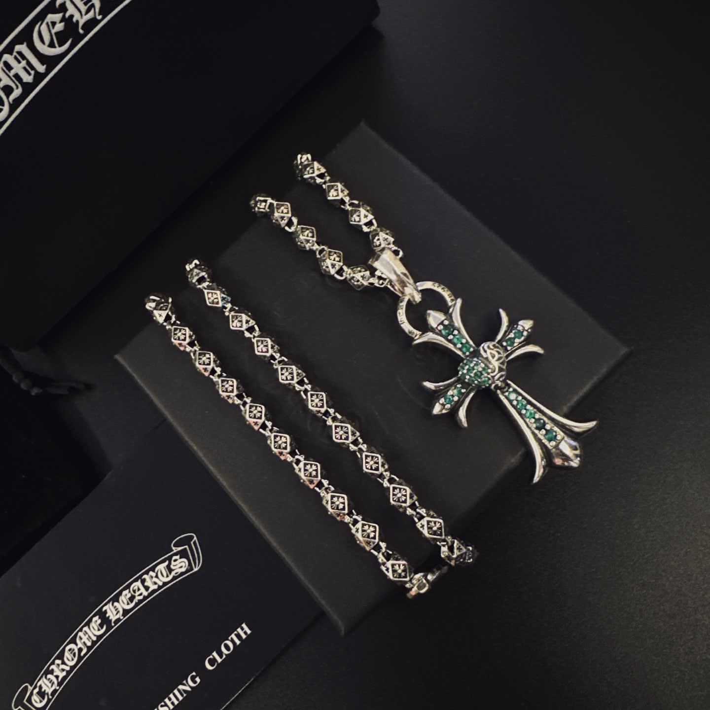 Chrome Hearts Silver Cross Pendant with Chain